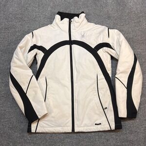 Spyder Jacket Womens 8 White Black Insulated Ski Puffer Full Zip Outdoor Warm